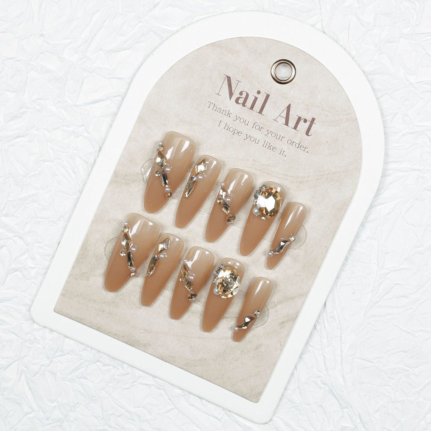 Glamouröser Kristall-beschmückter Press-On Nail Set Brehn