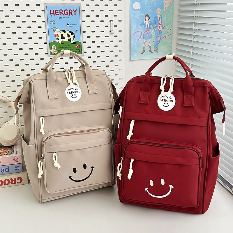 Trendy Multi-Taschen Smiley-Gesicht Rucksack Brehn