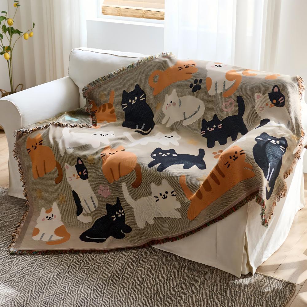 Verspielte Katzen-Themen-Wurfdecke