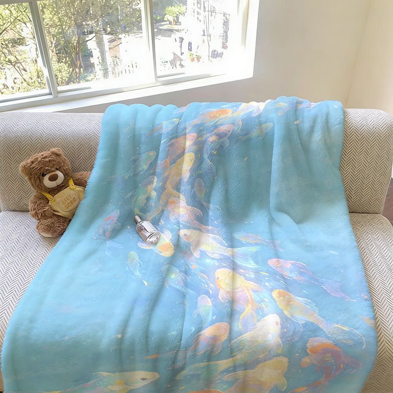 Weiche Fleece-Decke mit Fischmuster