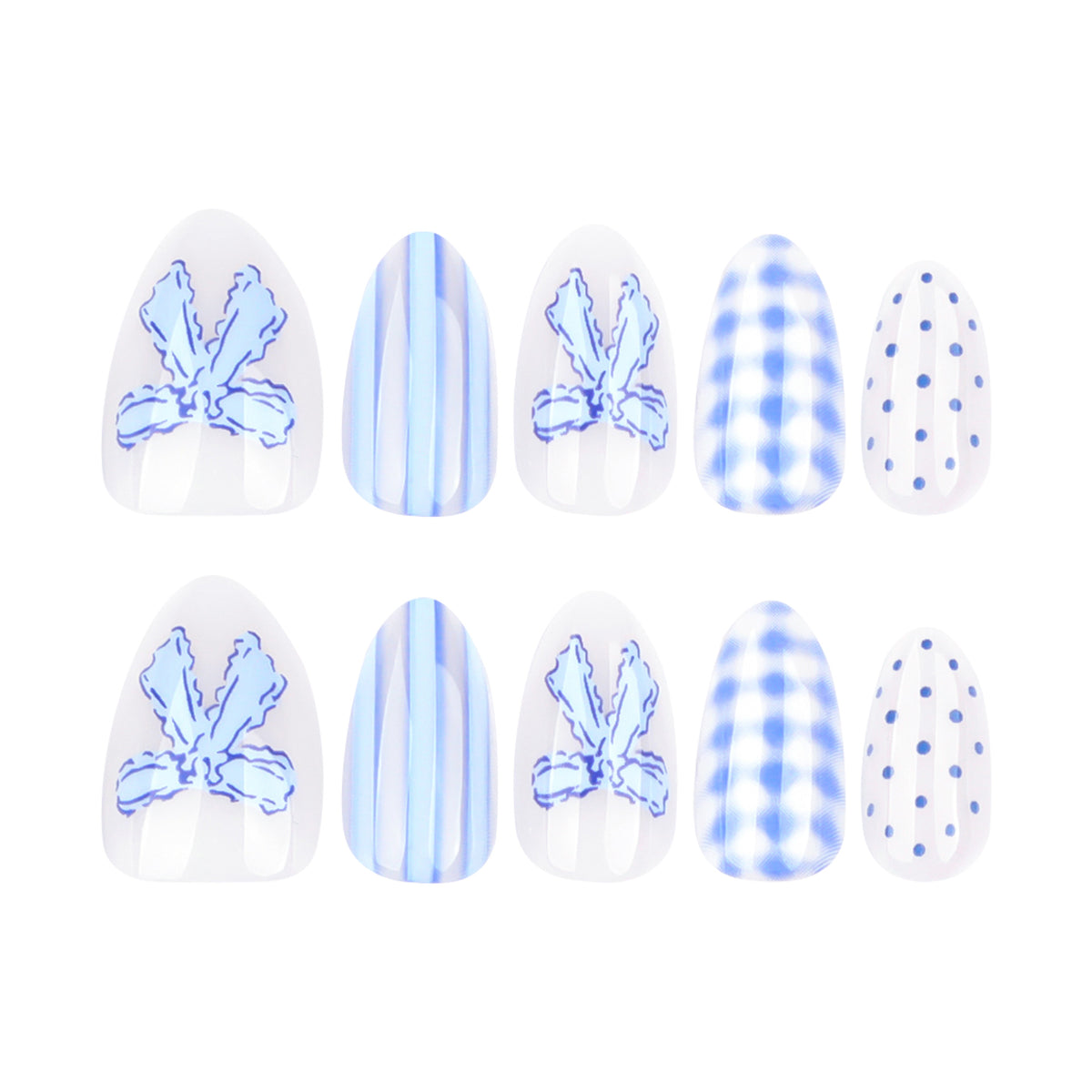 Kunstvolle Nagelkunst mit floralen und gepunkteten Designs Brehn