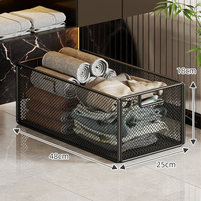 Netz-Metall-Aufbewahrungskorb mit integriertem Griff und stapelbarem Design