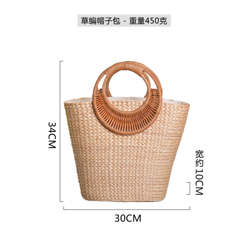 Damen handgefertigte Strandtasche mit geflochtenen Griffen Brehn