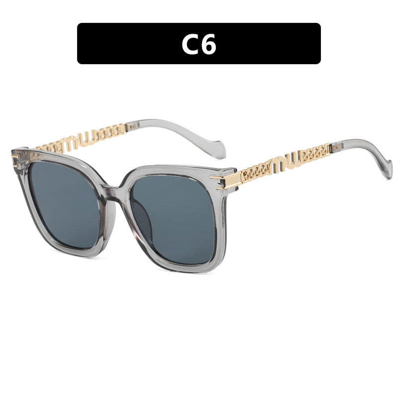 Damen trendige quadratische Sonnenbrille mit elegantem Rahmen und stylishem Goldakzent Brehn