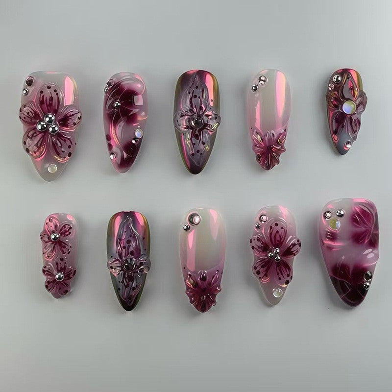 Floral 3D Press-On Nagelset Brehn