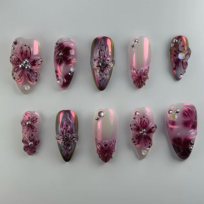 Floral 3D Press-On Nagelset Brehn