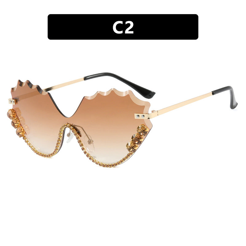 Damen extravagante Sonnenbrille mit glitzerndem Akzent und einzigartigem Design Brehn