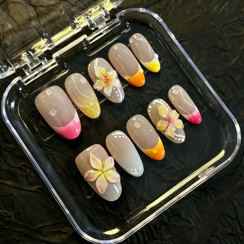Vibrante Blumen Press-On Nagelkunst Set Brehn