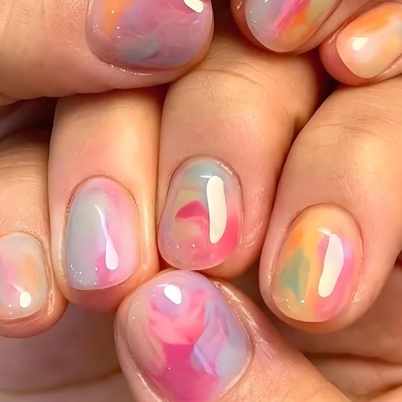 Kunstnagelset mit bunten Marmor-Designs Brehn