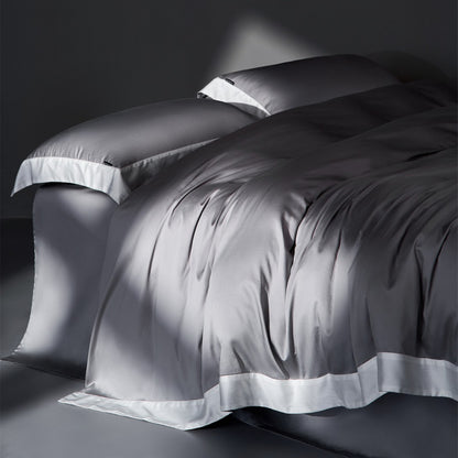 Luxuriös Satin Bettbezug Set mit kontrastierendem Saum und seidenähnlichem Finish