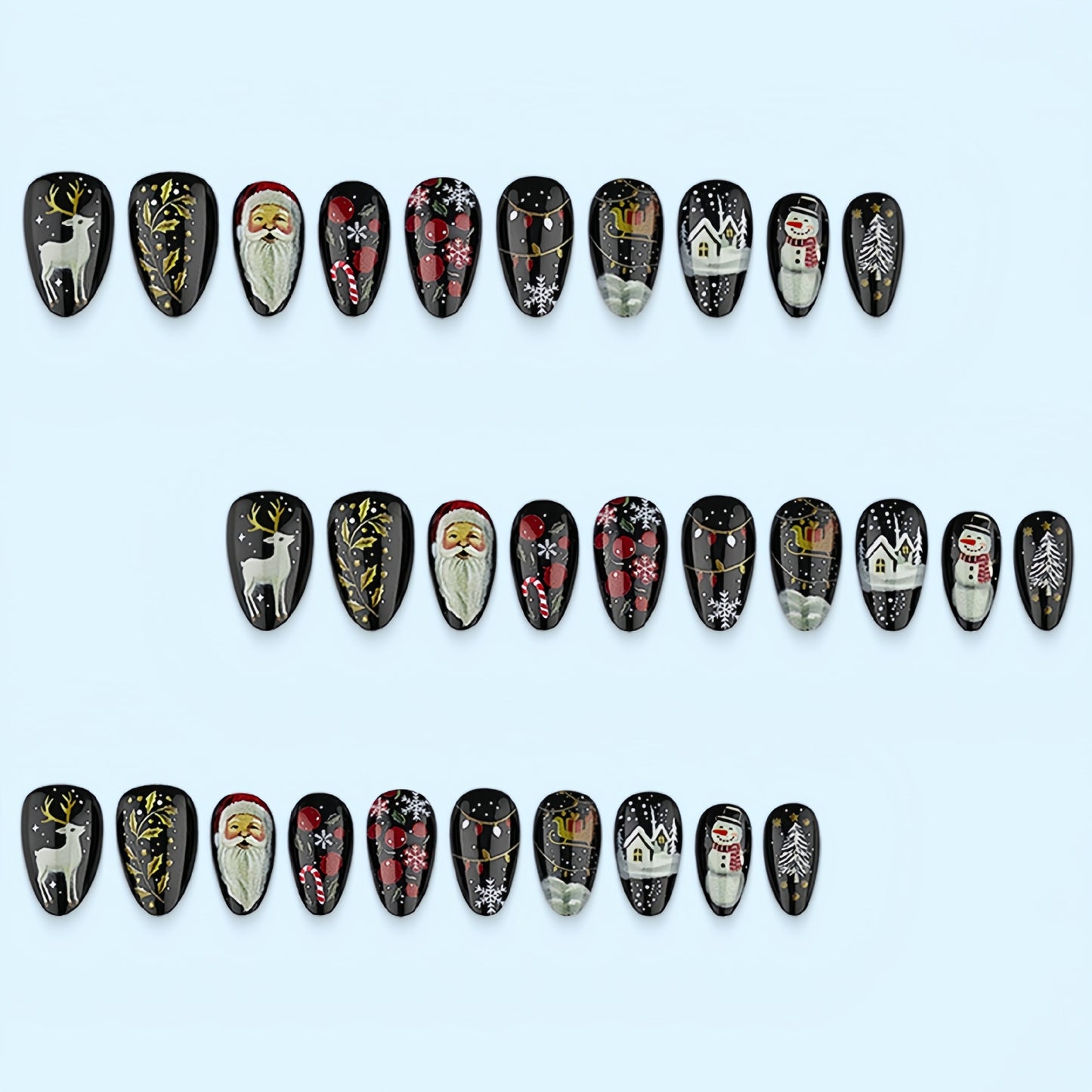 Festliches Kunstnagelset mit weihnachtlichen Motiven Brehn