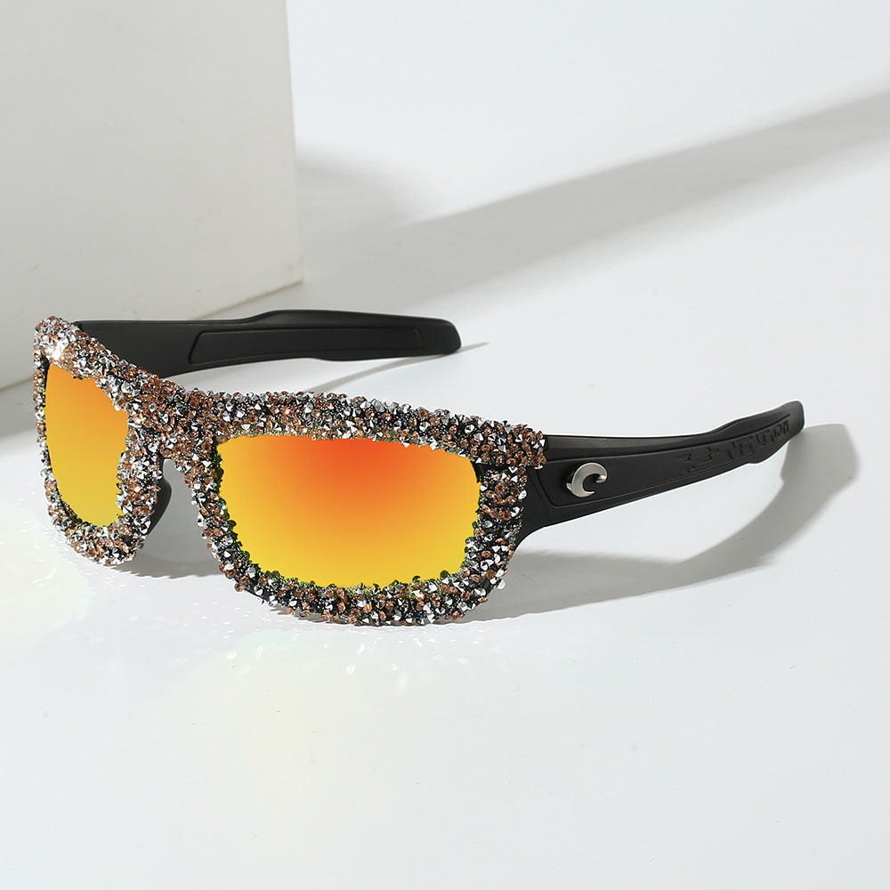 Damen Sportliche Sonnenbrille mit funkelndem Strassrahmen Brehn