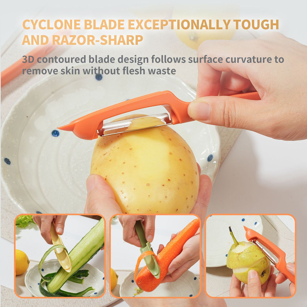 Multi-Function Y-Shaped Vegetable Peeler with Integrated Brush and Stem Remover