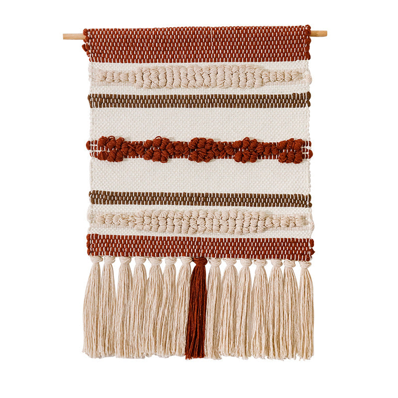 Gewebter Boho-Wandbehang mit Makramee-Fransen und handgearbeitetem Strukturrelief Brehn