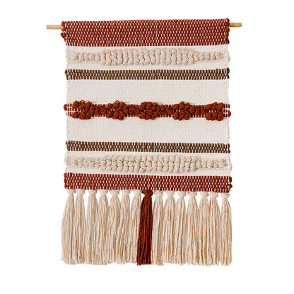 Gewebter Boho-Wandbehang mit Makramee-Fransen und handgearbeitetem Strukturrelief Brehn