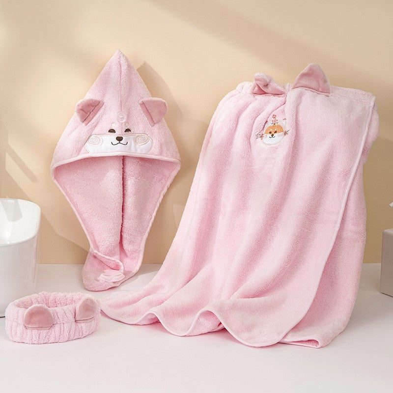 Kuschelige Badewickeldecke mit Kapuze und Ohren Brehn
