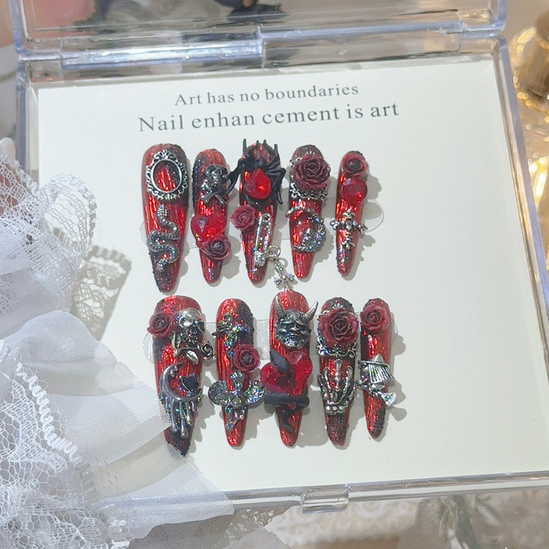 Gothic-inspiriertes 3D-Nagelkunst-Set