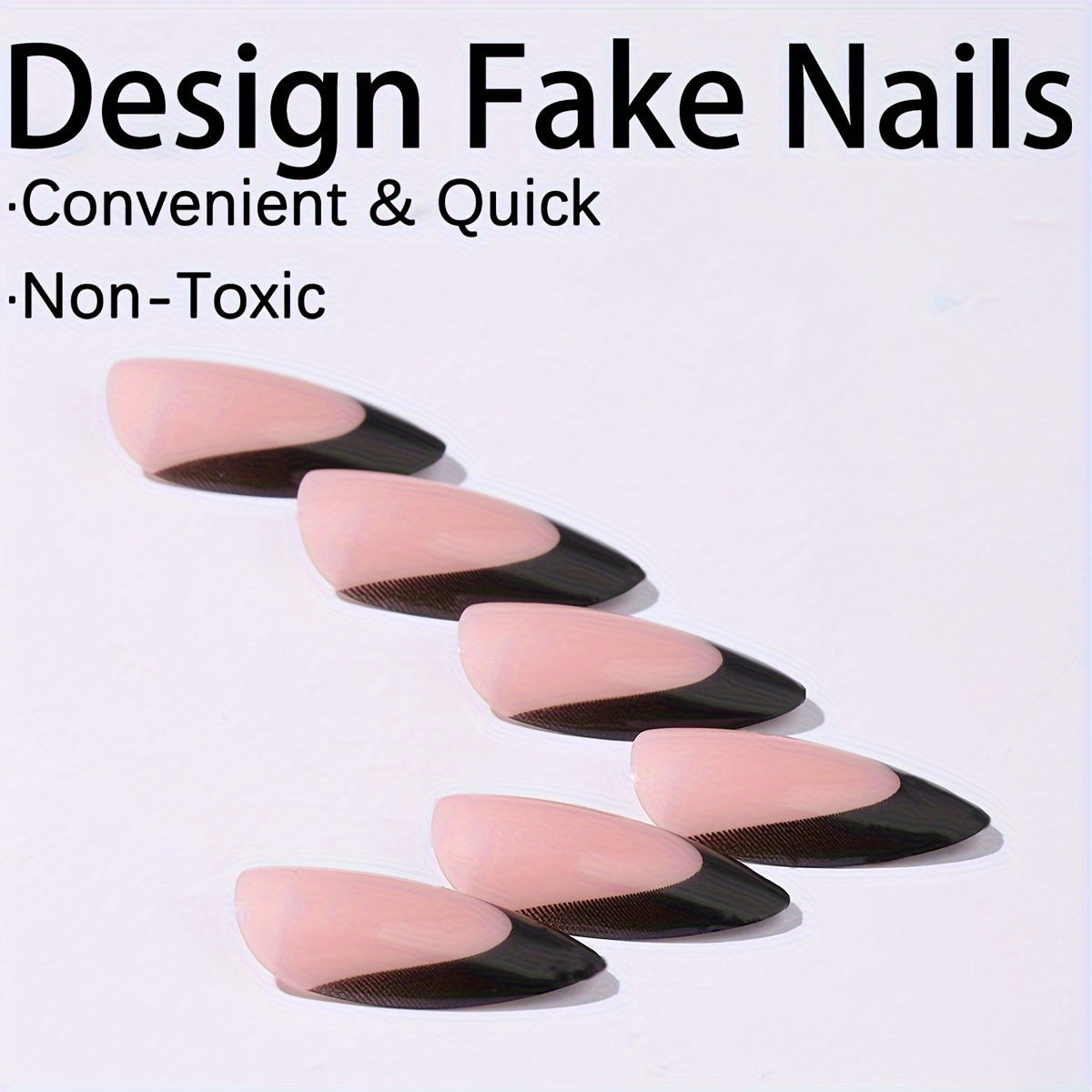 Kunstnagelset mit elegantem Schwarz-Weiß Design und niedlichen Schleifenakzenten Brehn