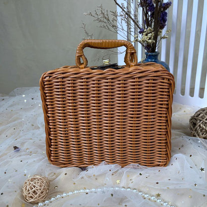 Damen klassischer Rattan Handtasche Brehn