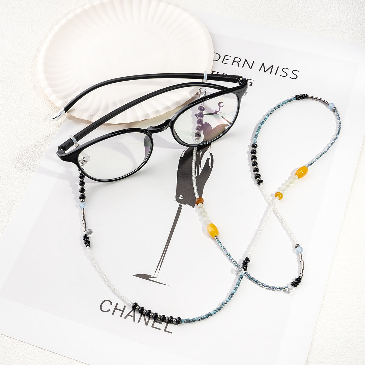 Handgefertigte Perlen-Brillenhalter-Kette Brehn