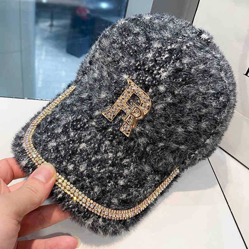 Damen Luxuriöse Fleece Verziertes Baseball Cap Brehn