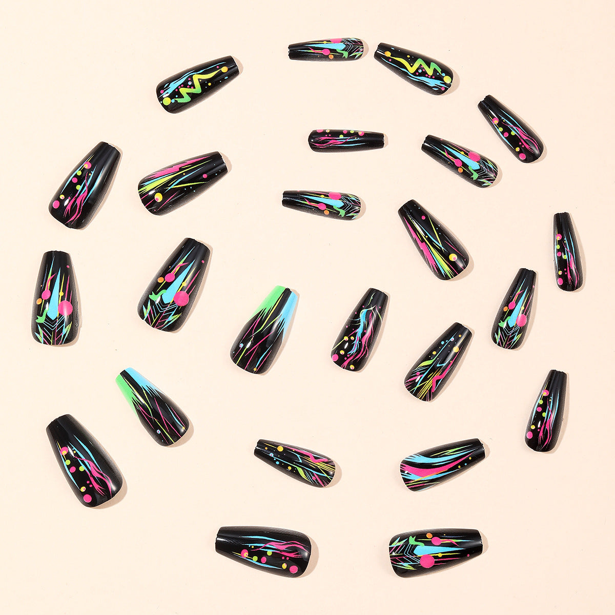 Neon Abstract Artistic Nail Art Extensions Brehn
