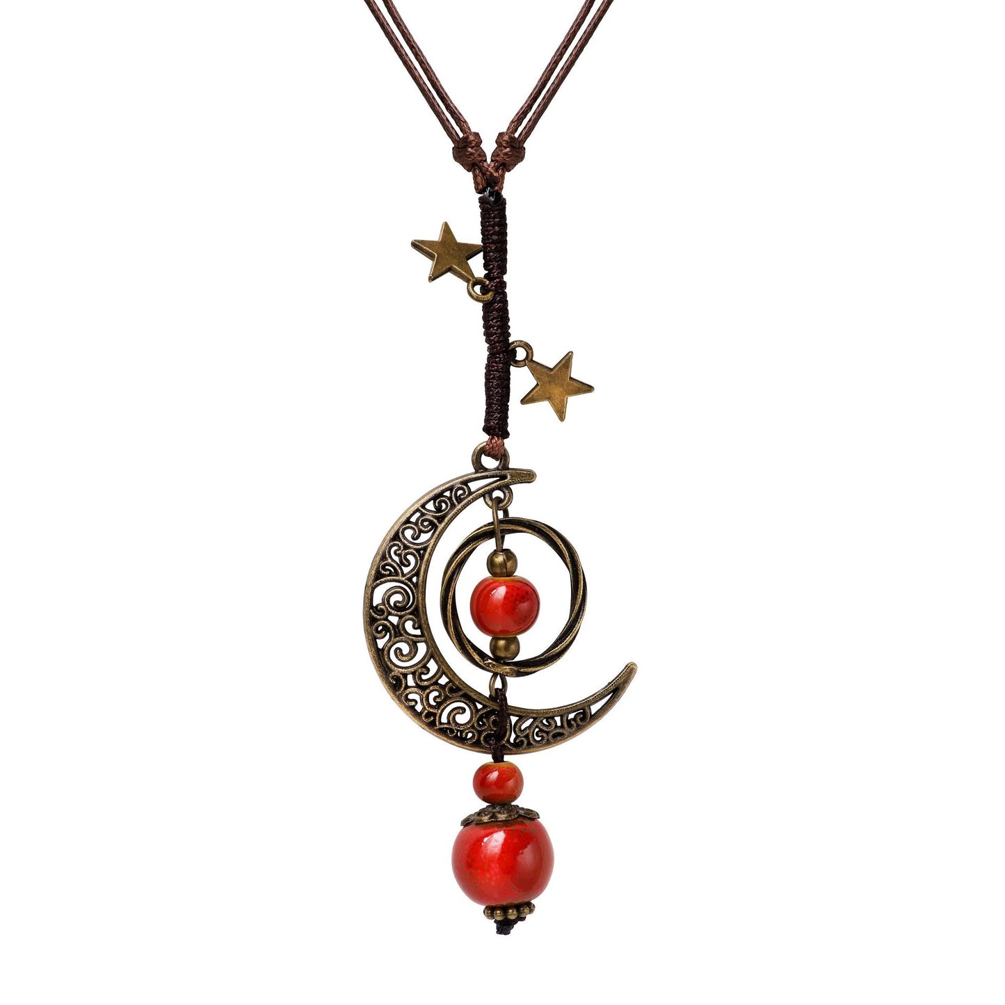 Bohemian Mond- und Stern-Anhänger Halskette Brehn