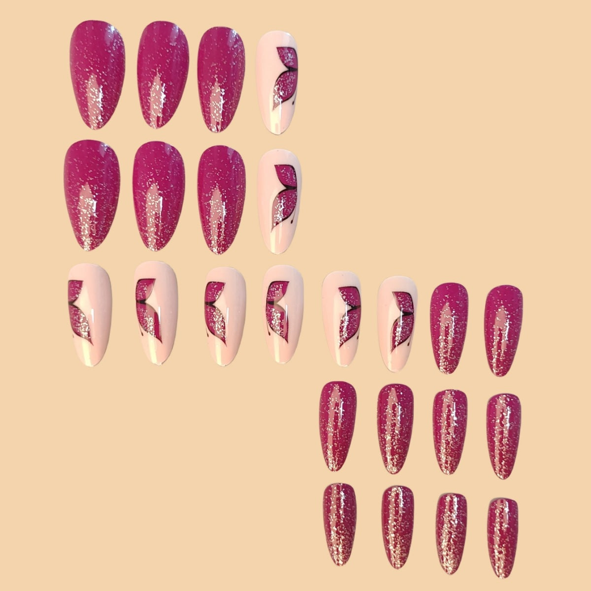 Elegante Glitzer-Schmetterling-Nagelkunst Brehn
