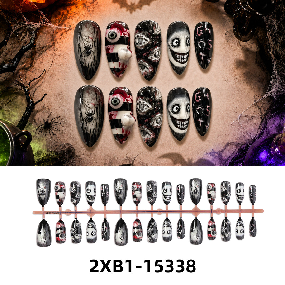 Kunstnagelset mit kreativen Halloween-Motiven Brehn