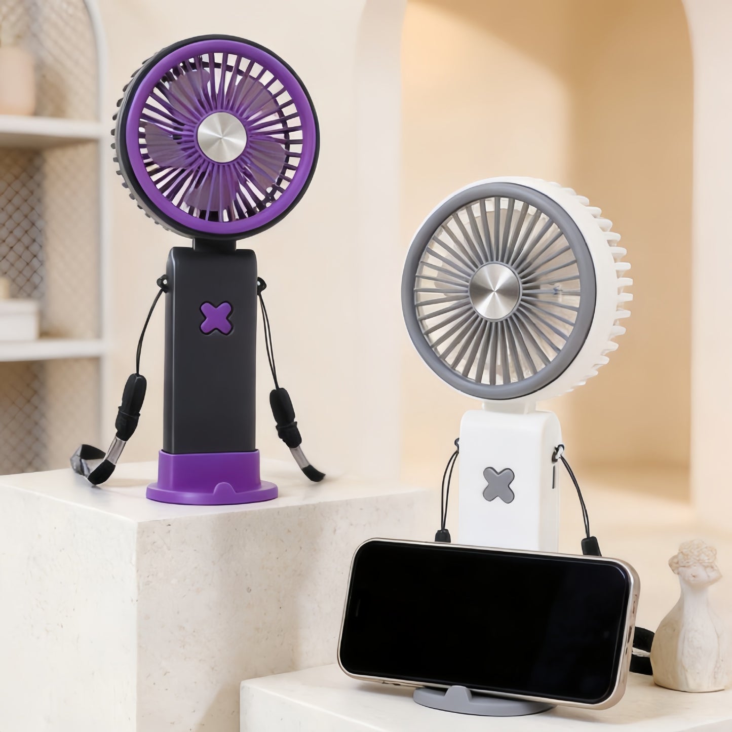 Damen Tragbarer Handventilator mit USB-Anschluss und flexiblem Tragesystem Brehn