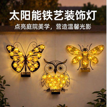 Dekorative Metallbienen-Wandleuchte mit integriertem LED-Lichterkette und Solarmodul Brehn