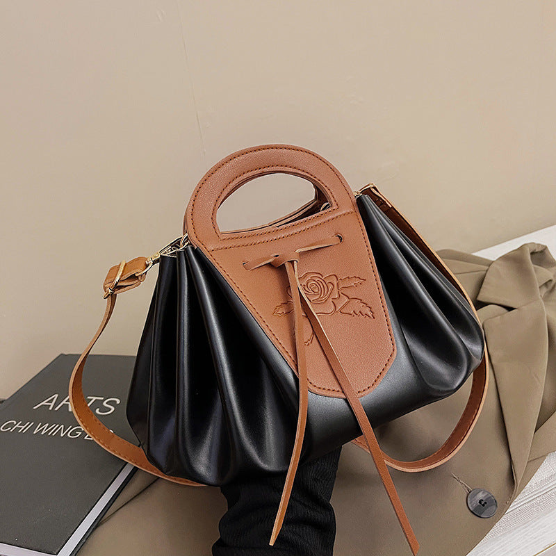 Leder Rose-beschmückte Handtasche