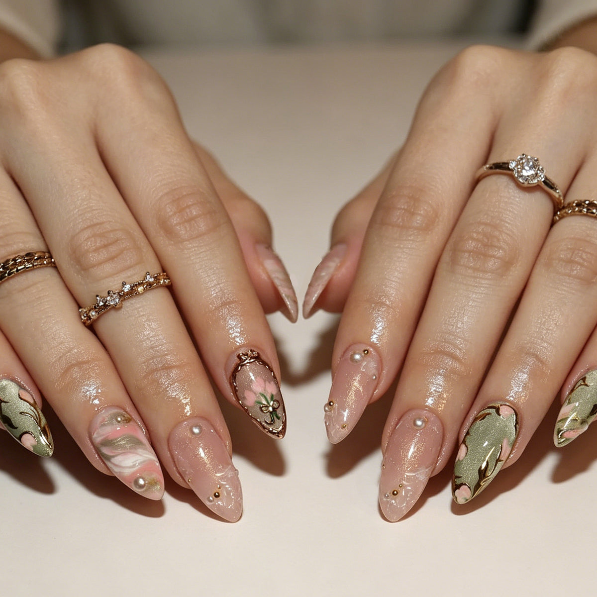 Künstlerische Blumen Press-On Nagelverzierungen Brehn 1789915404
