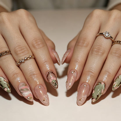Künstlerische Blumen Press-On Nagelverzierungen Brehn 1789915404