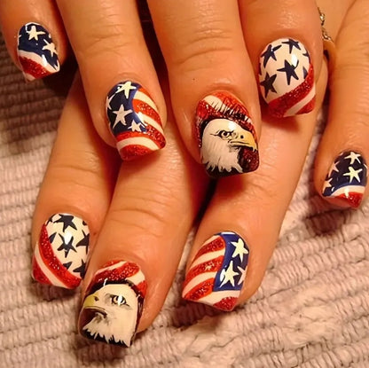 Patriotisches Glitzer-Gel-Nagelkunst Brehn