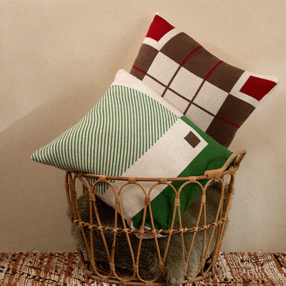 Gewebter Kissenbezug mit kariertem Jacquard‑Relief und verdecktem Reißverschluss Brehn
