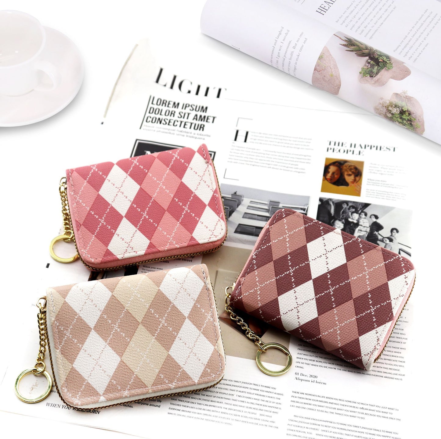 Elegante Argyle-Muster-Münztasche