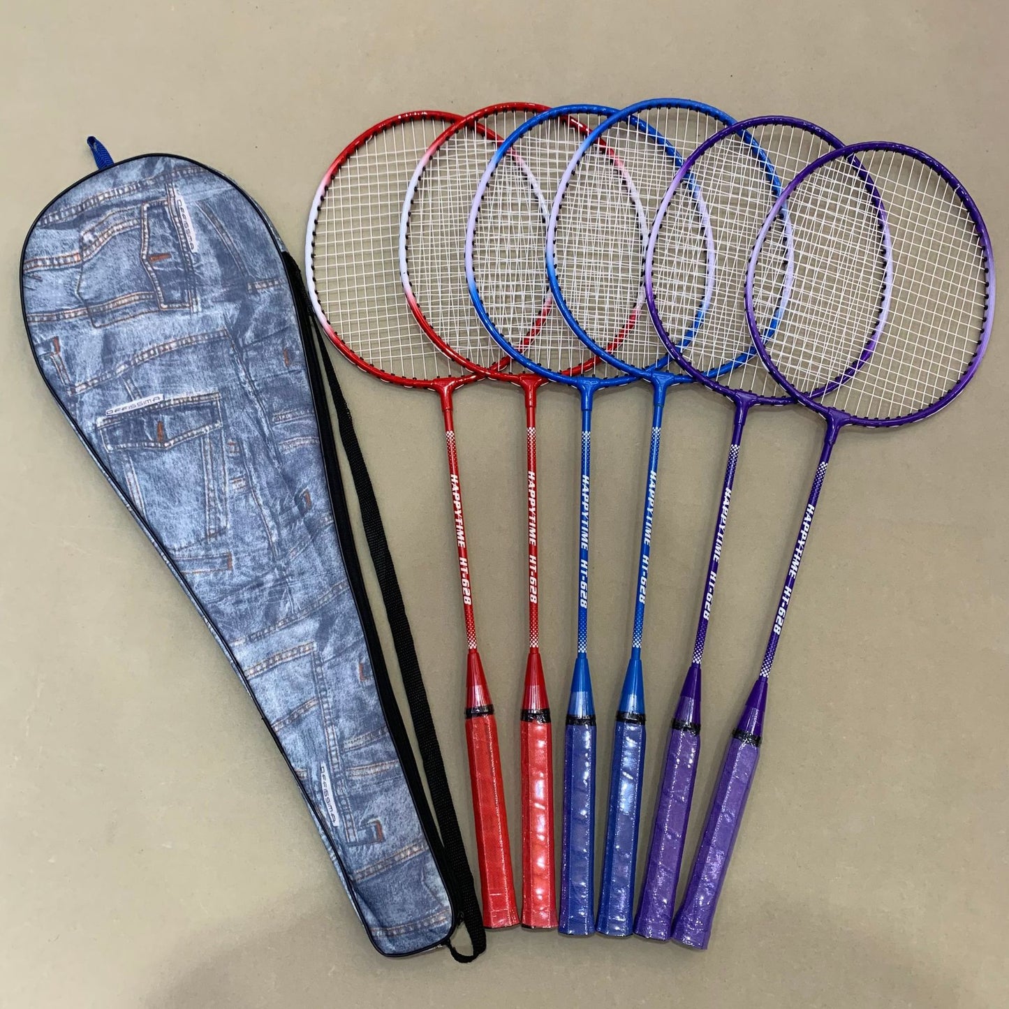 Badminton Schläger-Set mit Mehrfarbigen Rackets und Schutzhülle Brehn