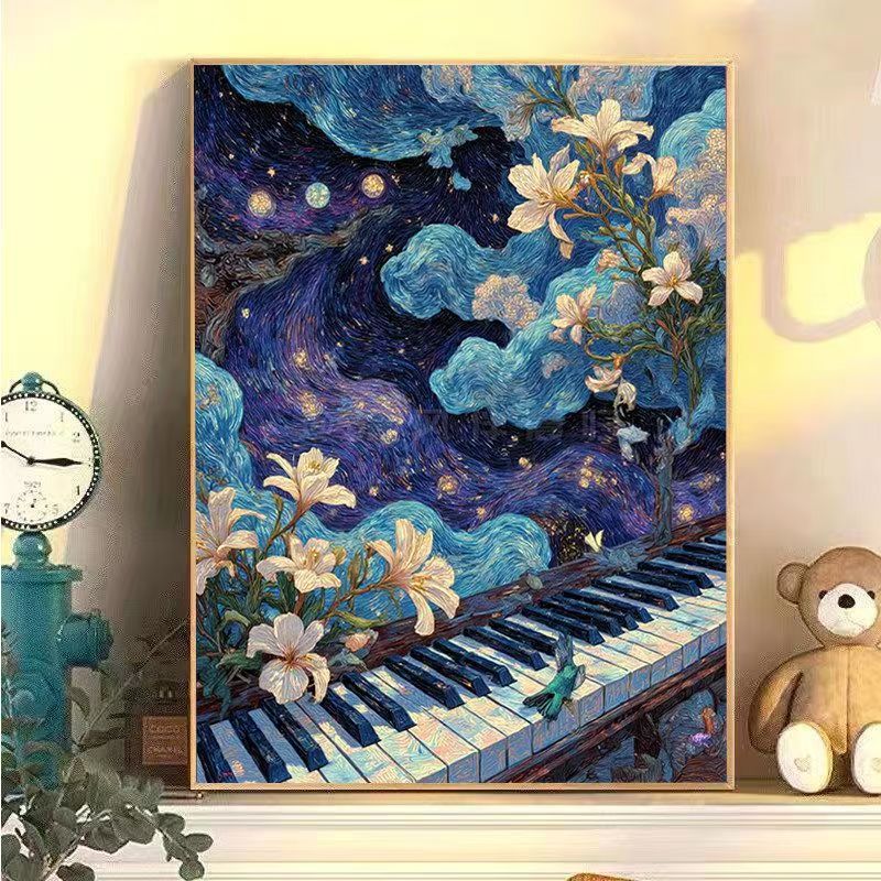 Fantasy-Landschaft Klavier Leinwand Kunstdruck Brehn