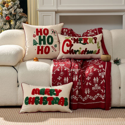 Festlicher getufteter Chenille Merry Christmas Nackenstützkissen