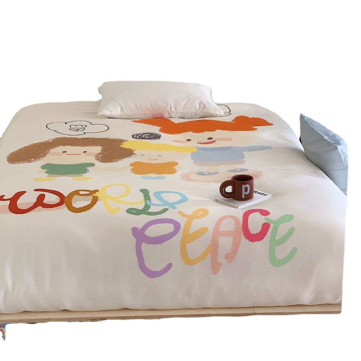 Bettbezug-Garnitur mit handgezeichnetem Doodle-Print und atmungsaktivem Baumwollsatin