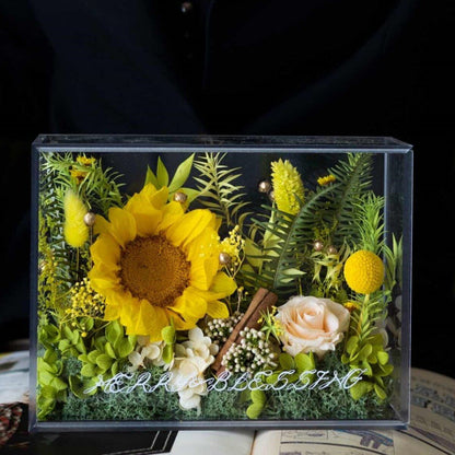 Konservierte Blumenanzeige Box