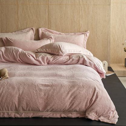Geprägtes Baumwoll-Jacquard Bettwäsche-Set mit feiner Kordelpaspel