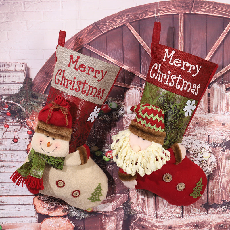 Niedlicher Weihnachtsstrumpf mit Schneemann-Motiv Brehn