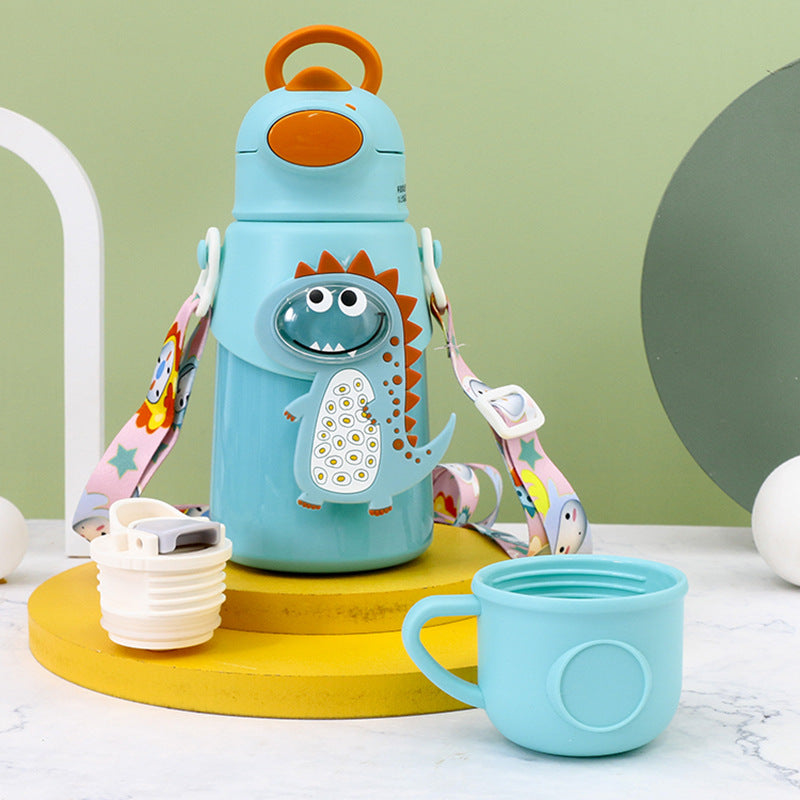Damen Isolierte Trinkflasche mit niedlichem Kaninchen-Design und praktischem Tragegurt Brehn