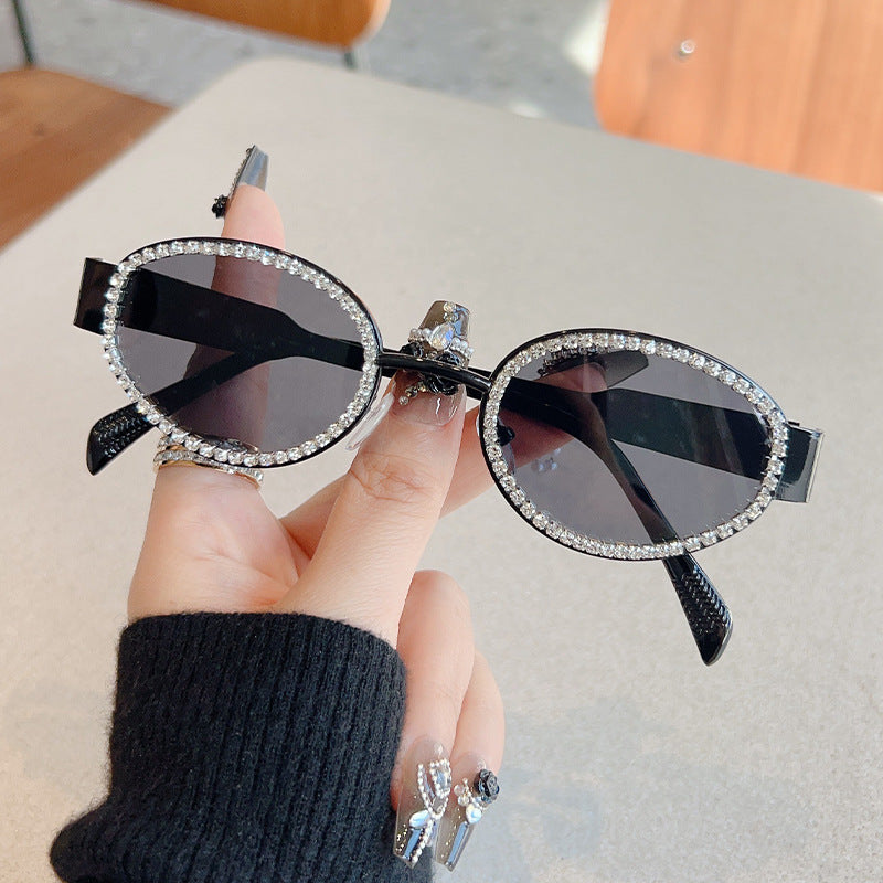 Damen Designer-Sonnenbrille mit funkelndem Kristallrahmen Brehn