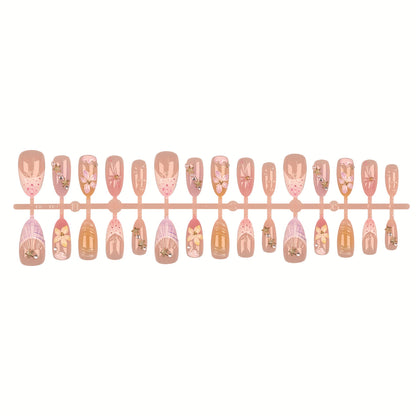 Dekoratives Press-On-Nagelset mit floralen Akzenten