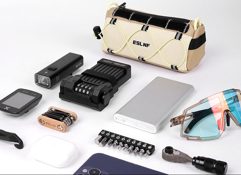 kompakte zylindrische Lenkertasche mit elastischem Bungee und universeller Klettbefestigung Brehn