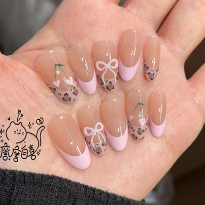 Künstlerisches Floral- und Stern-Applikationen Press-On Nagelset Brehn