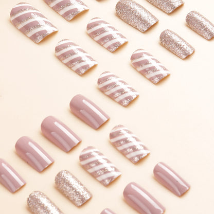 Glitzernde Press-On-Nageltips Set Brehn
